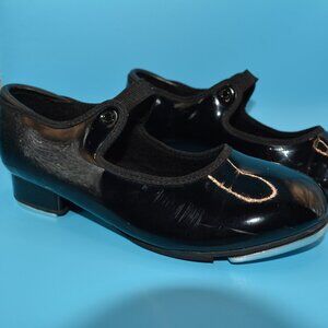 Girls Weissman Black Patent Tap Shoes Sz 3.5 Y Pre-owned